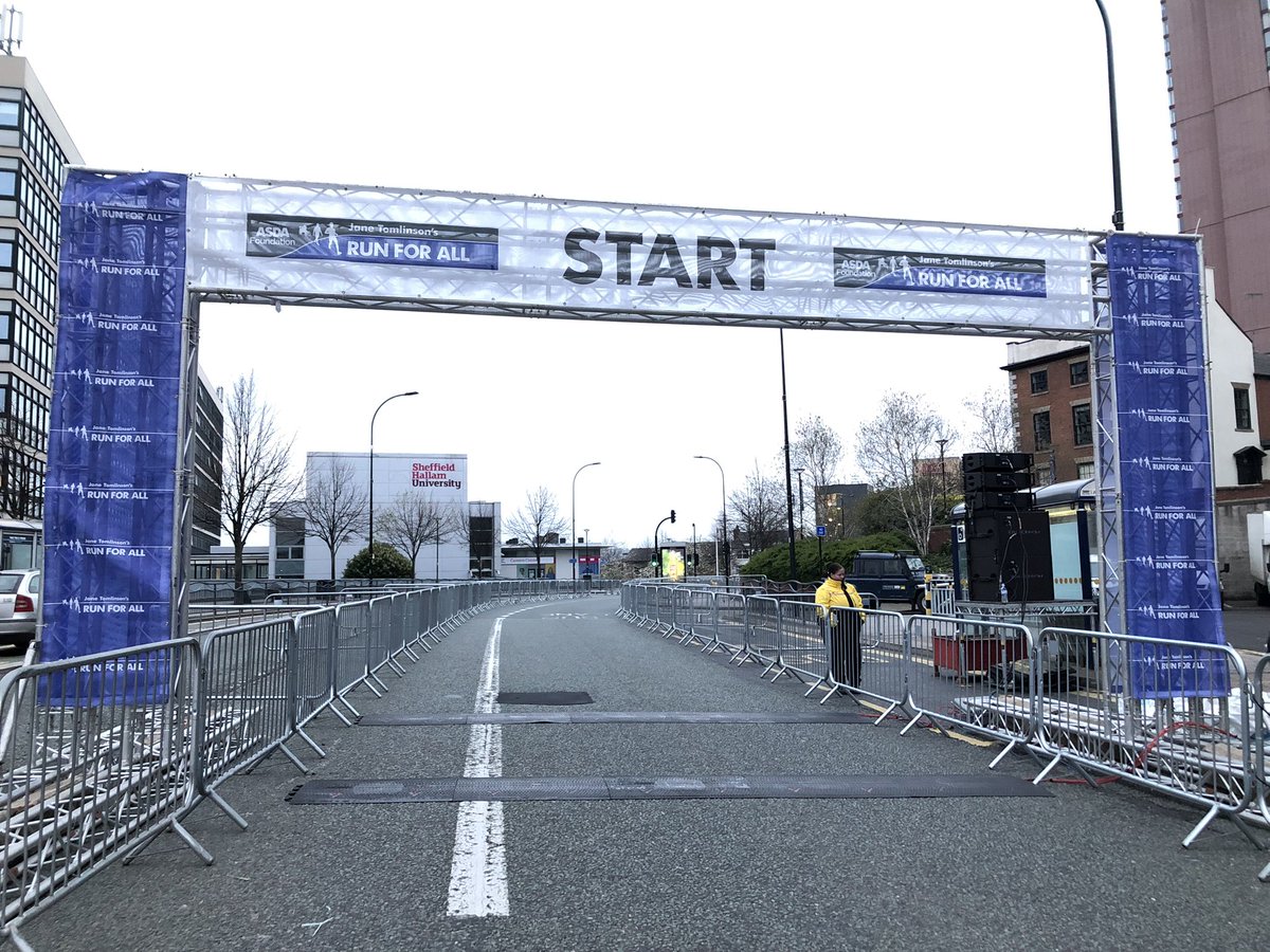Morning from #Sheffield as the all important Start gantry goes up! Who is up bright and early ready for today’s #SheffHalf ? <a href="/SheffCouncil/">Sheffield City Council</a>