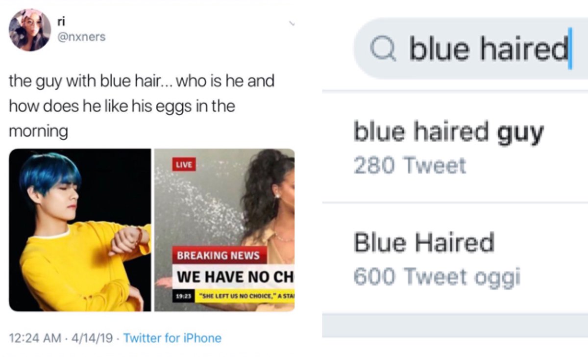 sceneryfortae's tweet photo. “The guy with blue hair”
Taehyung went viral once again, the locals can’t stop asking about him. Seriously, this man is too powerful @BTS_twt https://t.co/CWGSjG1KYx