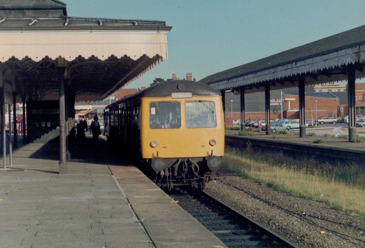 DABrown98's tweet photo. Felixstowe station, Suffolk on a 1980s day ticket with a Cravens two-car set in the shortened remaining platform https://t.co/z8OsW5e7J8
