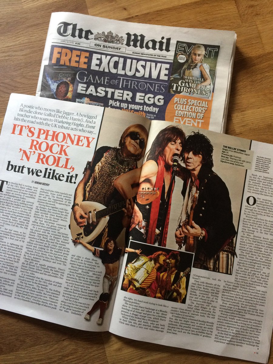 Read all about us! Great article in <a href="/DailyMailUK/">Mail+</a> Sunday edition today.
Featuring us &amp; our mates <a href="/BootlegBeatles/">The Bootleg Beatles</a>  <a href="/TRextasyBand/">T.Rextasy Marc Bolan</a>  <a href="/BootlegBlondie/">Debbie Harris</a>  <a href="/absolutebowie/">Absolute Bowie</a> <a href="/cloudbustingKB/">Cloudbusting - The Music of Kate Bush</a> xx