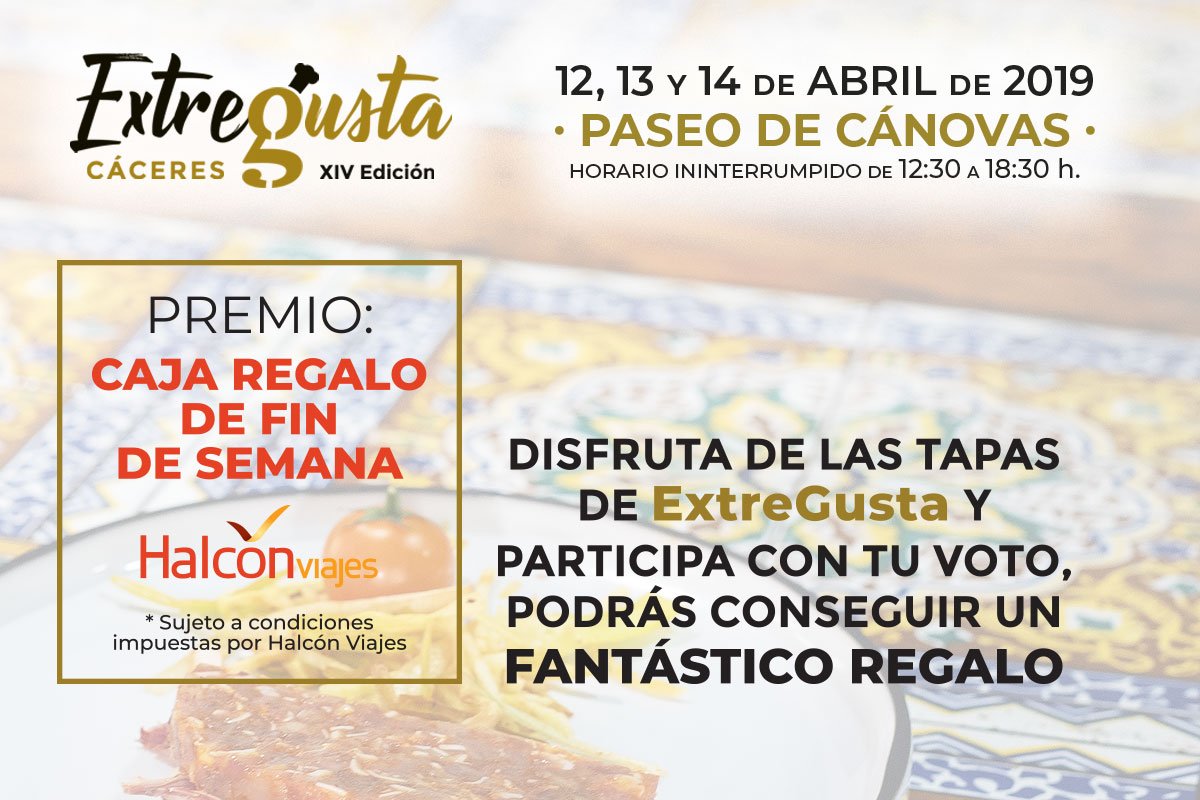 ¿Has probado varias #tapas de #Extregusta2019? ¿Has elegido tus preferidas? Pues vota con los formularios distribuidos por la feria, y podrás ganar una caja regalo fin de semana.