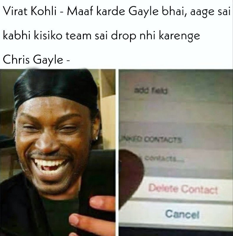 logkarenge's tweet photo. Gayle khush hua😂

Share this post with your meme squad😂👇

Follow for more exciting memes and funny videos - @logkarenge

#chrisgayle #ViratKohli #KXIPvRCB #RoyalChallengersBangalore #kingsxipunjab #IPLT20 #VIVOIPL #VIVOIPL2019 #Memes #memesdaily #dankmemes #FolloMe #Twitter https://t.co/jiRdR1ar8k