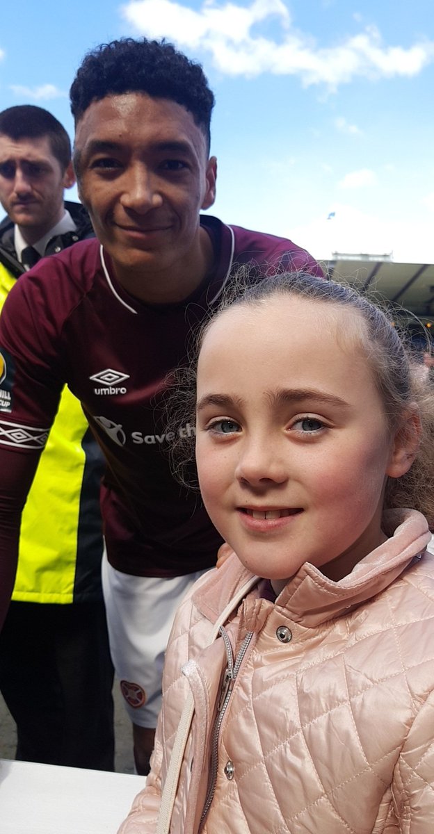 lynne_thomson2's tweet photo. Well was hard to scrape this one off the ceiling yesterday after her first semi final at hampden watching @JamTarts get to final. thanks to @UcheIkpeazu @sean8clare and @CraigWLevein for taking the time to stop for pictures #HMFC #juniorjambo #hampden #weregoingtothefinal https://t.co/huhwPIyR0E