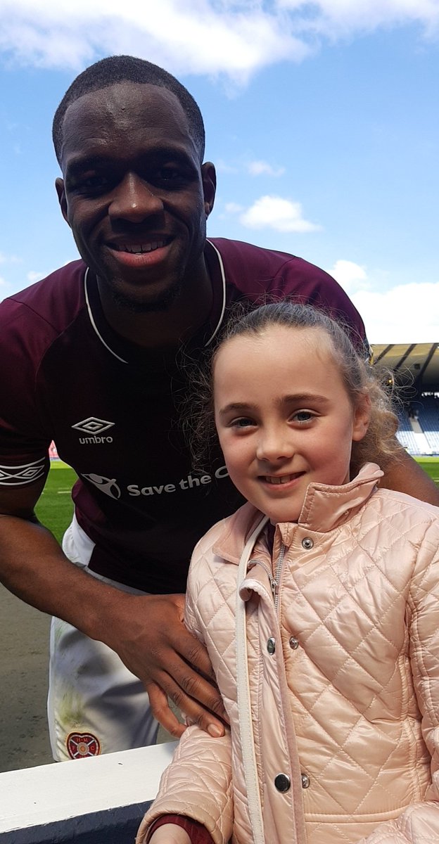 lynne_thomson2's tweet photo. Well was hard to scrape this one off the ceiling yesterday after her first semi final at hampden watching @JamTarts get to final. thanks to @UcheIkpeazu @sean8clare and @CraigWLevein for taking the time to stop for pictures #HMFC #juniorjambo #hampden #weregoingtothefinal https://t.co/huhwPIyR0E