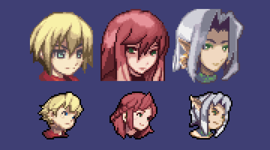 PinkKingGames's tweet photo. Portraits reworked of our three main characters! https://t.co/rdzspng3Dk