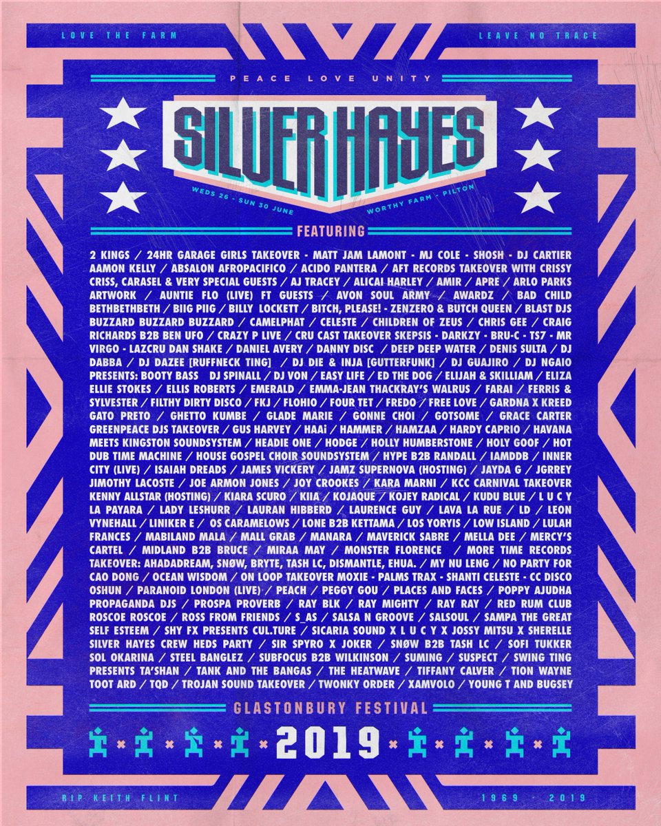 The incredible @Silver_Hayes line-up for #Glastonbury2019 is here! 
glas.to/silverhayes2019