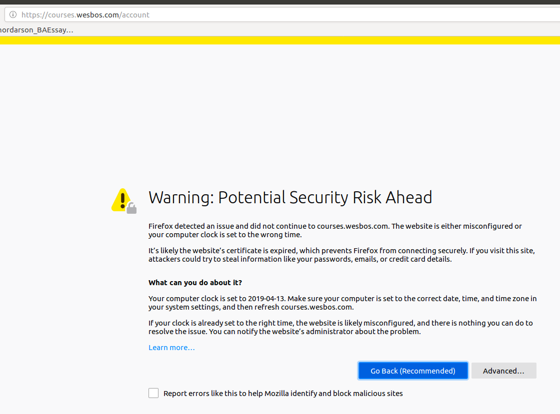 Frikster42's tweet photo. @wesbos This is new. Site was working fine earlier today. https://t.co/U0hMSEhYFr