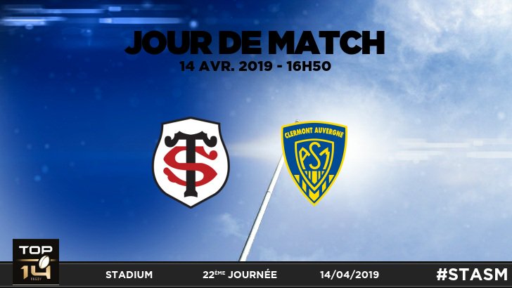 StadeToulousain's tweet photo. JOUR DE MATCH ! Les Stadistes défient l'équipe de l'@ASMOfficiel à 16h50 au Stadium de Toulouse pour le compte de la 22ème journée de TOP 14 ! #STASM
Tous derrière les 🔴⚫ ! #GoST https://t.co/LWVKxIunvw