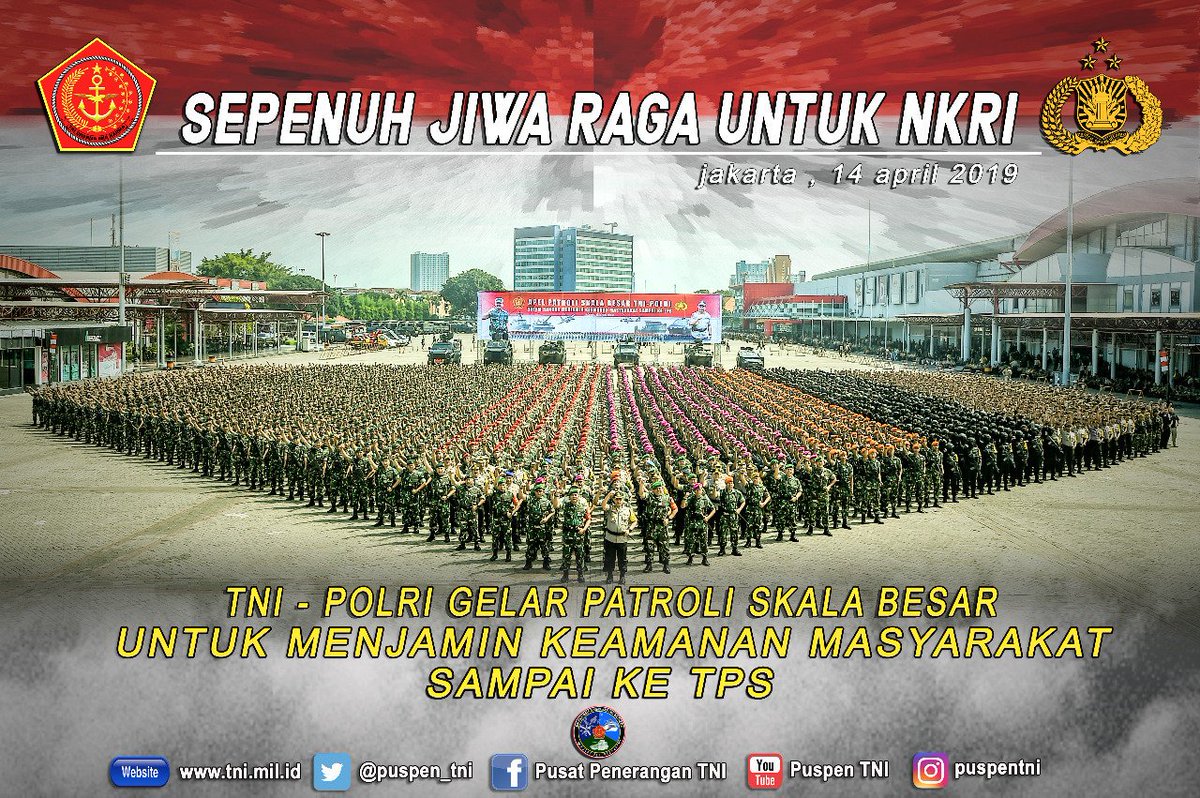 TNI/Polri gelar patroli skala besar untuk menjamin keamanan masyarakat sampai ke TPS... 😎💂 #PemiluAmanDamai