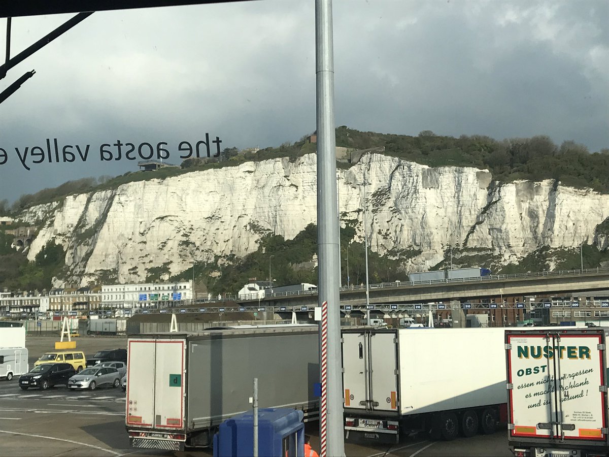 The white cliffs of Dover! We managed to get an earlier ferry and our ETA is 11:45 at Theale Green School. See you there! 🇬🇧