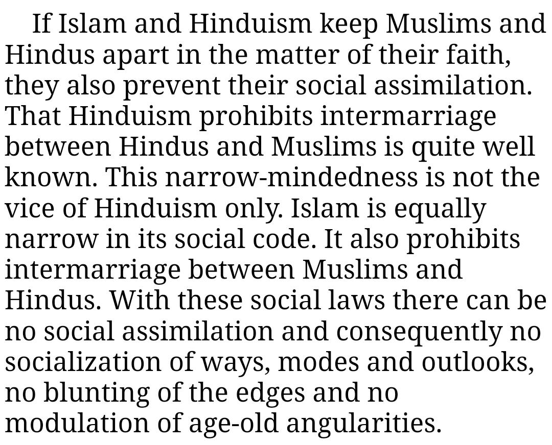  #AmbedkarOnHinduMuslimInterFaithBigotrySanghis & Musanghis might label Ambedkar as "Monkey Balancing Centrist Liberal" or just "Libtard Fiberal". "If Islam and Hinduism keep Muslims and Hindus apart in the matter of their faith, they also prevent their social assimilation."