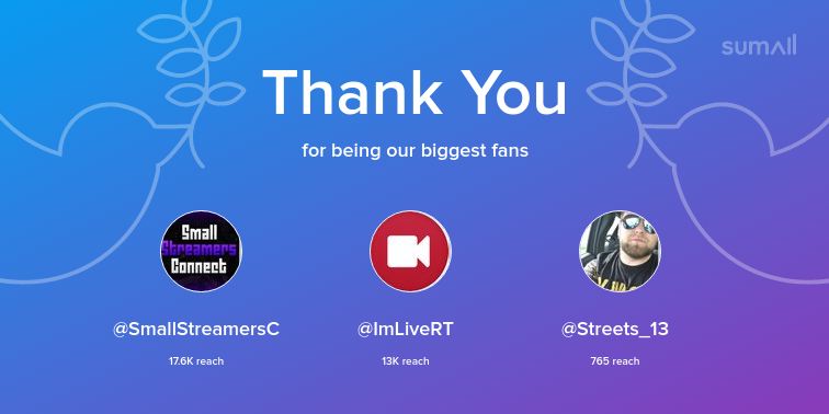 Electricgames01's tweet photo. Our biggest fans this week: @SmallStreamersC, @ImLiveRT, @Streets_13. Thank you! via https://t.co/xFhd6qOIHe https://t.co/3wZFqrBVe4