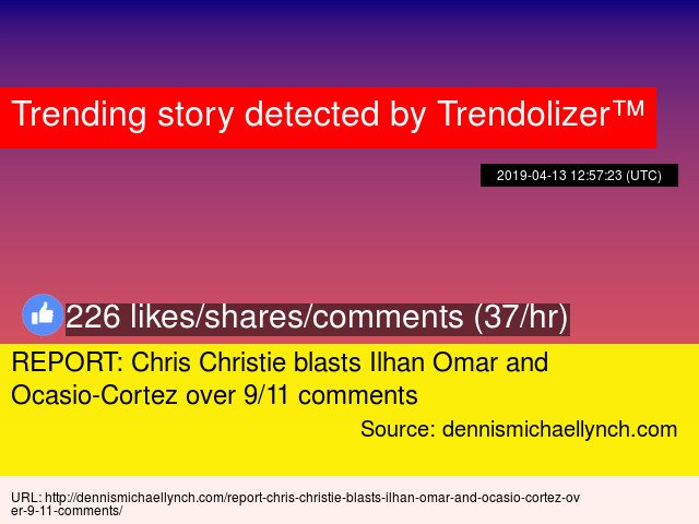 Christielizer's tweet photo. REPORT: Chris Christie blasts Ilhan Omar and Ocasio-Cortez over 9/11 comments https://t.co/Glf0VrOnrb https://t.co/xFFTqrS3Kd
