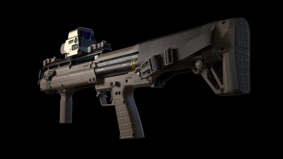 GodQchan's tweet photo. ゲームモデル用KSG完成！
rainbowsix風味に仕上げました。特に真横カットがぽい感じで出来た気がする。ただ、作業モニターがクソすぎて色味と明度が他で見ると全然違うから見え方が分からない。
ポリ数は36000poly

#SubstancePainter #Toolbag3 https://t.co/Y5VD2TaX5I