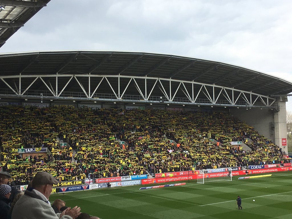 5,300 Norwich fans at Wigan today👏 #NCFC