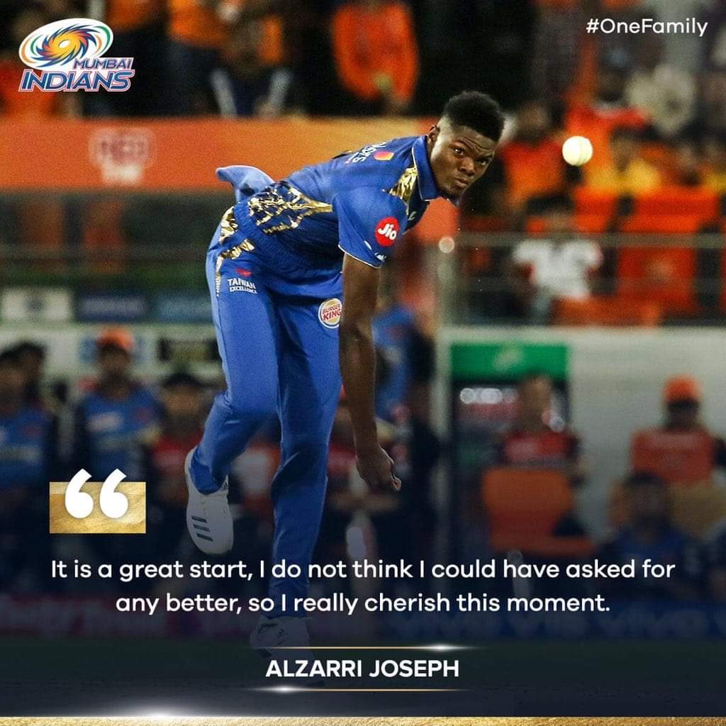 _minujain's tweet photo. @PerformaxIndia @mipaltan My favourite moment was when our latest speed demon from Caribbean, Alzarri Joseph took 6 wickets for just 12 runs. He is a superstar in the making! 💙 #MIinPerformax #AllYouNeedIsYou #PFXLive https://t.co/4xbwJls2Sq