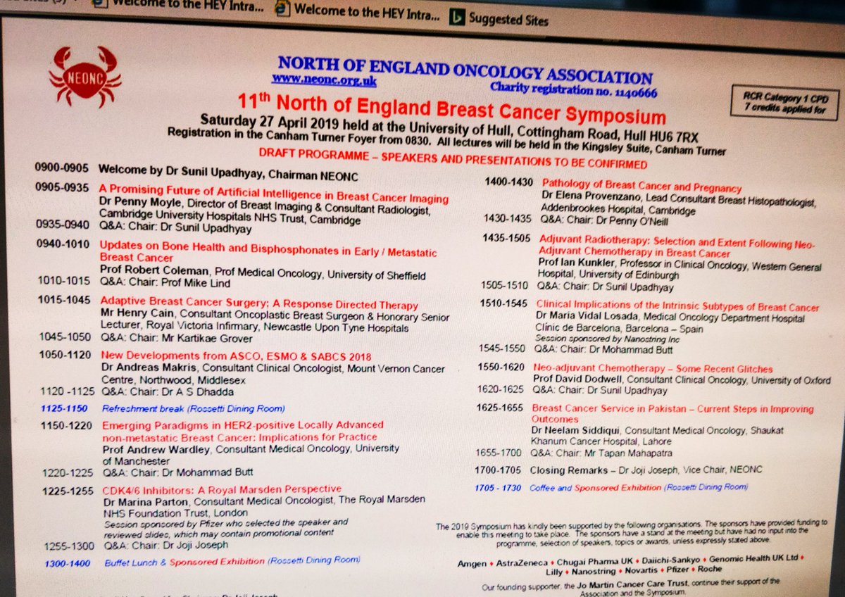 A free CPD meeting  in Hull on the latest management of Breast cancer.