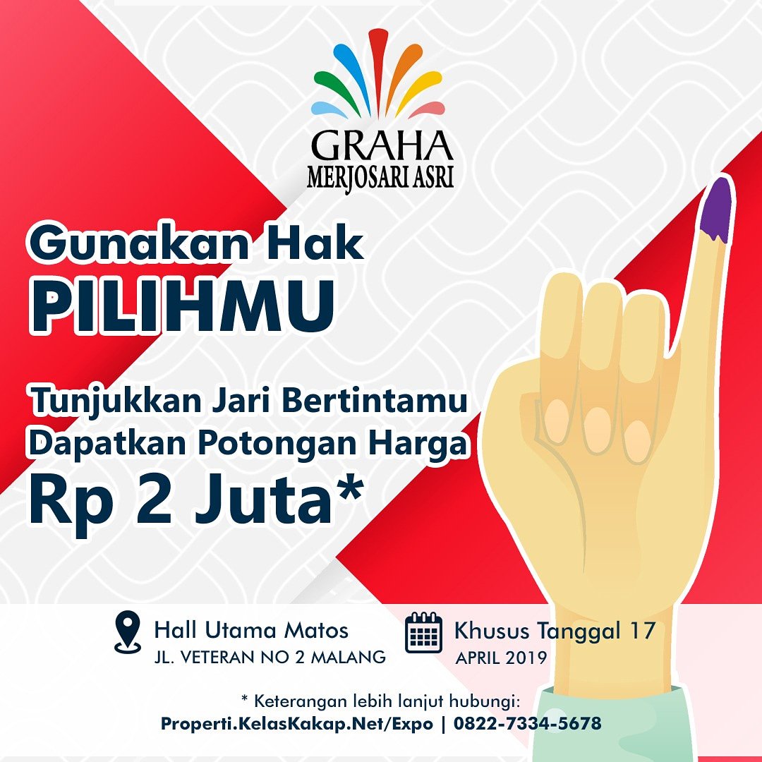 ikkayrus's tweet photo. Siapun yg terpilih nanti adalah kemenangan bangsa dan rakyat Indonesia , mari kita dukung agar mereka dapat bekerja dengan lebih baik.
Jadi....tgl 17 wajib nyoblos  , dan ada harga utk jari bertintamu😊😊
#rumahminimalis
#propertimalang 
#jualrumahmalang https://t.co/76ybOxVNNG