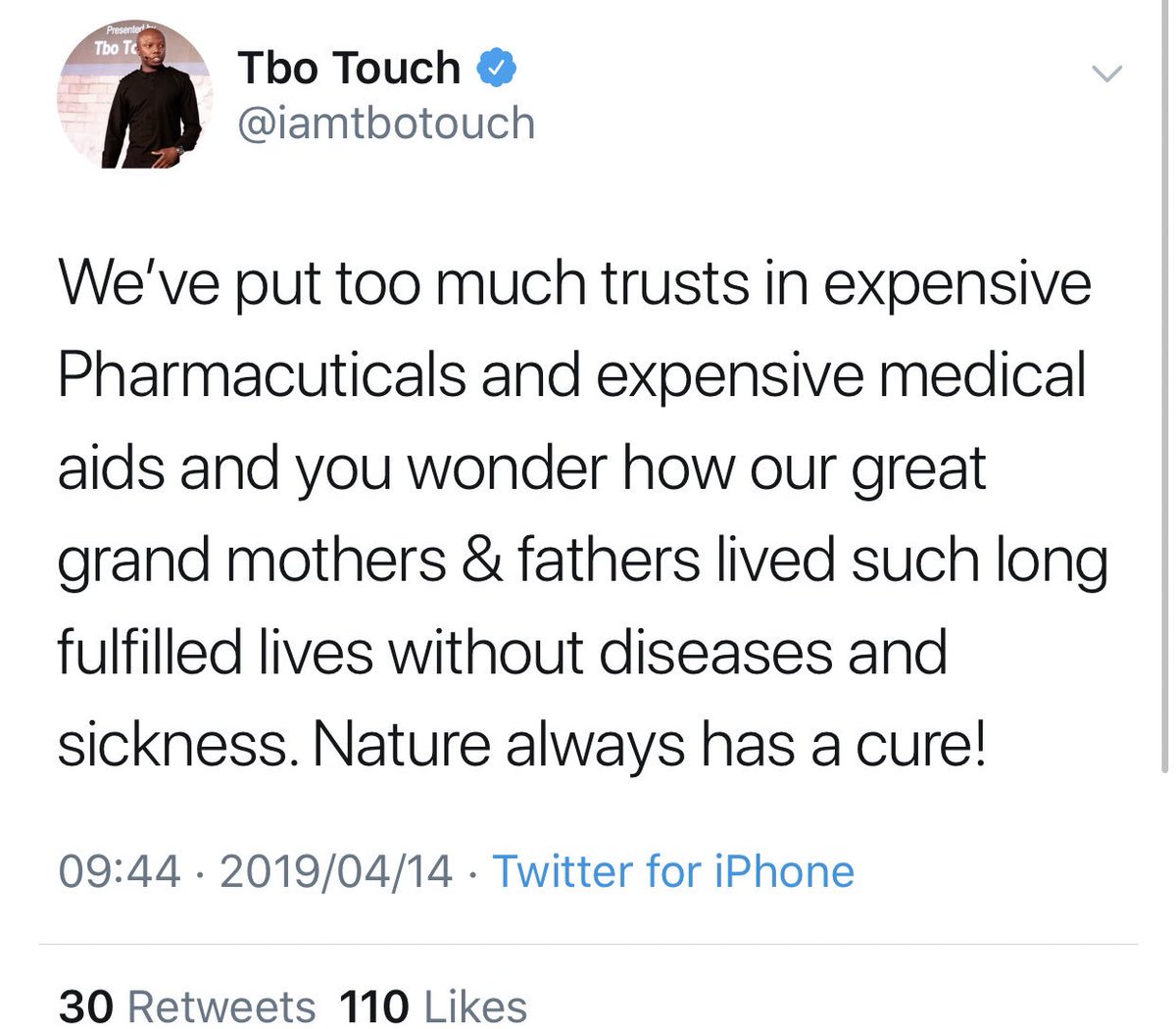 PhilMphela's tweet photo. Sometimes just pause and go look at the source before jumping on the bandwagon. 

These are the tweets that accompanied Tbo Touch’s pilot tweet. As you can see, in context, the man is actually calling for support of black excellence and calling out our bias against it. https://t.co/ewd1FnGwi9
