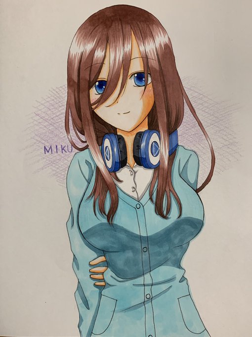 まやさんがTwitterに投稿した中野三玖(五等分の花嫁)のイラスト。