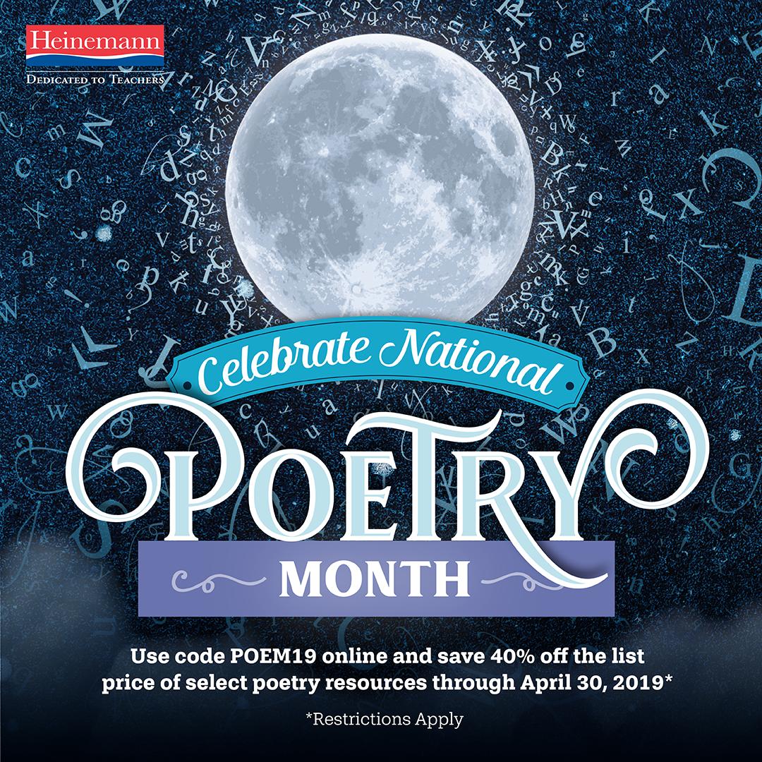 40% off list price on select poetry titles from Heinemann! Details below!
#NationalPoetryMonth
hubs.ly/H0h74N30