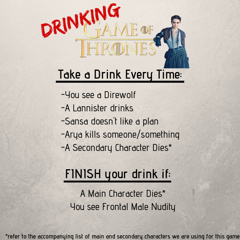 NewPeterWendy's tweet photo. ARE YOU READY? Play along with us tonight & submit your idea for our NEW RULE!!! We'll add a new rule each week! The review video will be up Tuesday & depending on the game Erin, Lena, & Randy may or may not be sloshed. Spoiler: They will be
#DrinkingGameofThrones #tipsytuesday https://t.co/LxtESXeogp