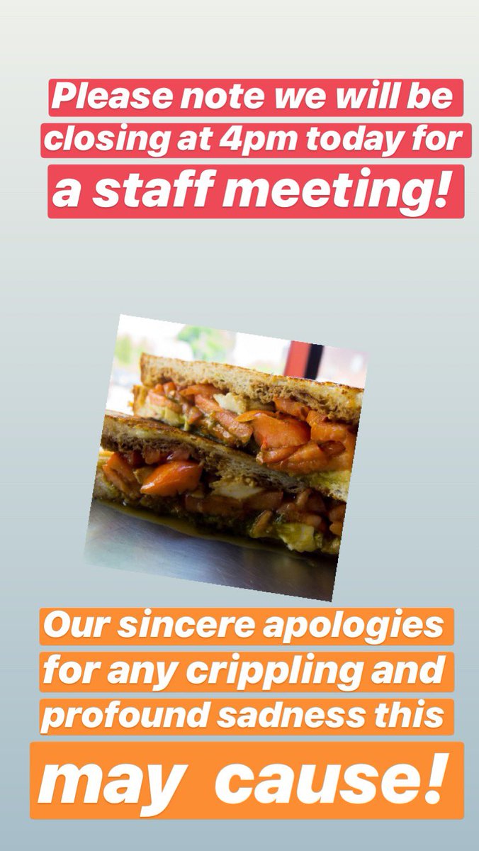 Please note we’ll be closing a touch early today, our apologies if this a bummer for you!