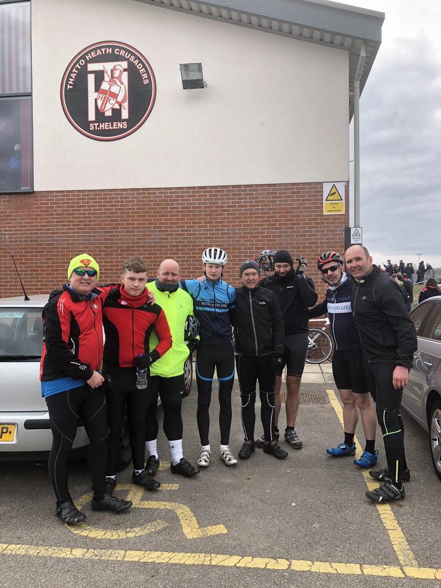 StevePrescott1's tweet photo. Incredible effort from our #ChallengeWembley cyclists who cycled to @Coral @TheChallengeCup @DewsburyRams to @ThattoRugby 63 miles, phenomenal effort from @t_prescott1 #LewisChorley #AlanDootson who before today had only cycled 20 miles https://t.co/Pod3GRgeIr