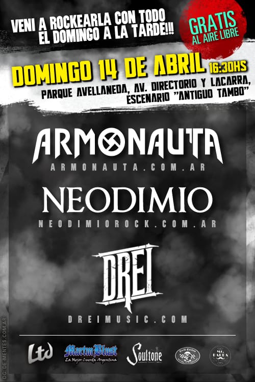 ¡El día está hermoso e ideal para estar al aire libre! ¡Veni a vernos al Parque Avellaneda que es GRATIS!!!
Después nos vamos todos juntos a ver #GOT !!!
#armonauta #rock #metal #parqueavellaneda #domingo #musica