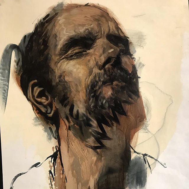 thebenoakley's tweet photo. #day3 #painting4 #robertsample #themedium #oiloncartridgepaper  59 x84cm £600 @benoakleygallery The longer you sit with this show the better it gets. https://t.co/Ot44CLh7gb https://t.co/jY5LiuTB6o