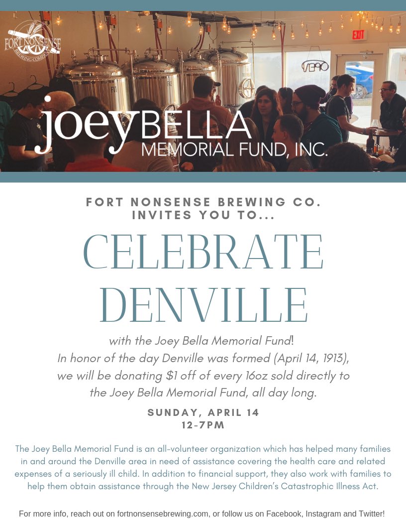 Today’s the day! Come out and drink for a good cause! #CelebrateDenville #foundersday #fnbc #fortnonsensebrewing #denvillenj #njisntboring #drinklocalnj @njisntboring @NJCraftBeer