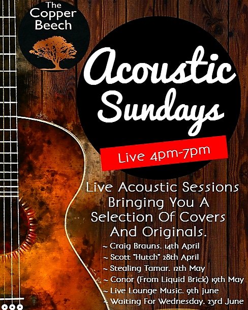🎙Introducing🎙
🎸Sunday Acoustic Sessions🎸
Starts Sunday April 14th. 4pm-7pm
14th April....Craig Brauns
28th April....Scott 'Hutch' Hutchinson
12th May....Stealing Tamar
19th May....Conor James
9th June....Live Lounge Music
23rd June....Waiting For Wednesday
#livemusic #Baildon