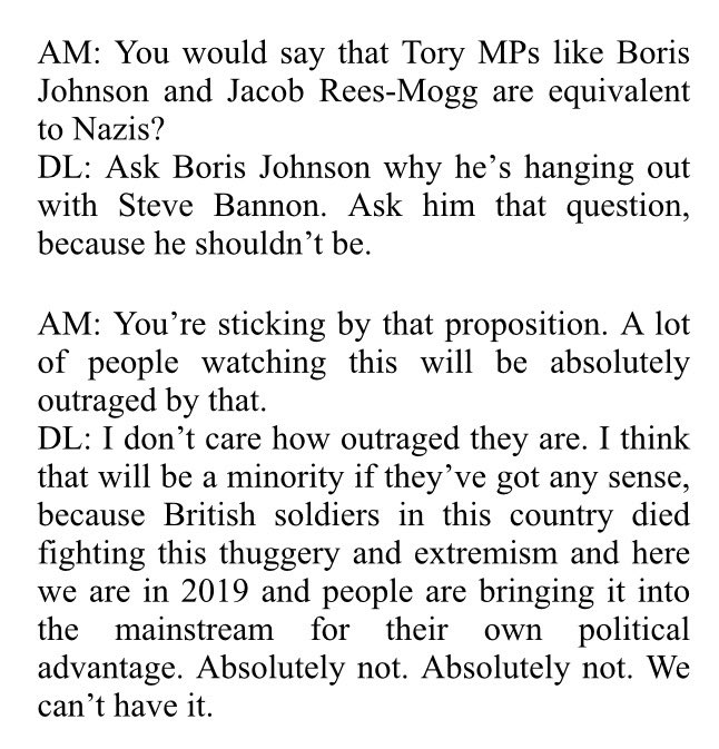 Here’s the transcript from Marr where ⁦<a href="/DavidLammy/">David Lammy</a>⁩ defends comparing Brexiteer Tories to Nazis