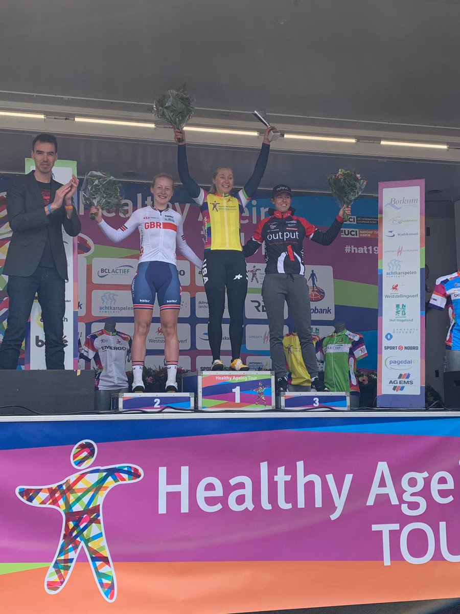 BritishCycling's tweet photo. 👊Power moves from the juniors at @Healthyageingtr 👊

@ameliaasharpee led @EBackstedt6 out, helping her take third on stage 🥉 and an amazing second overall 🥈

Aggressive racing from the team who can all be proud of their performances at #HATJun19 🇳🇱🇬🇧 https://t.co/hg0WRWM3Nh