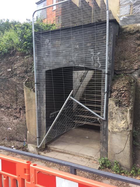 WellsHouseRoad's tweet photo. Someone took the law into their own hands out of shear frustration. #HS2 are yet to provide details of their survey, timeline for wall repairing & new bus-stop. They promised this 2 weeks ago. Did @EalingCouncil hide their survey to avoid fixing wall 4 yrs ago? #communityneglect https://t.co/eg941hU04T