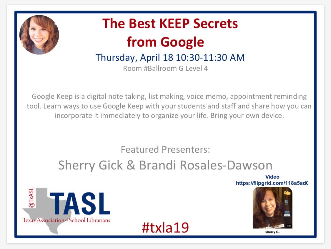 Putting the finishing touches on your #txla19 schedule? Check out @TxASL session The Best KEEP Secrets from Google with @sherryngick and @librarian140 on Thursday at 10:30!