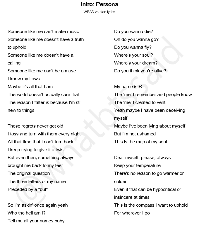 What BTS Actually Said on X: My take on the English lyrics for INTRO:  #PERSONA Music video:  @bts_twt   / X
