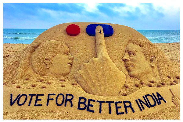 #VoteForBetterIndia My sand art on #VoteAwareness at puri beach Odisha .
#FestivalOfDemocracy
#Indianelections2019