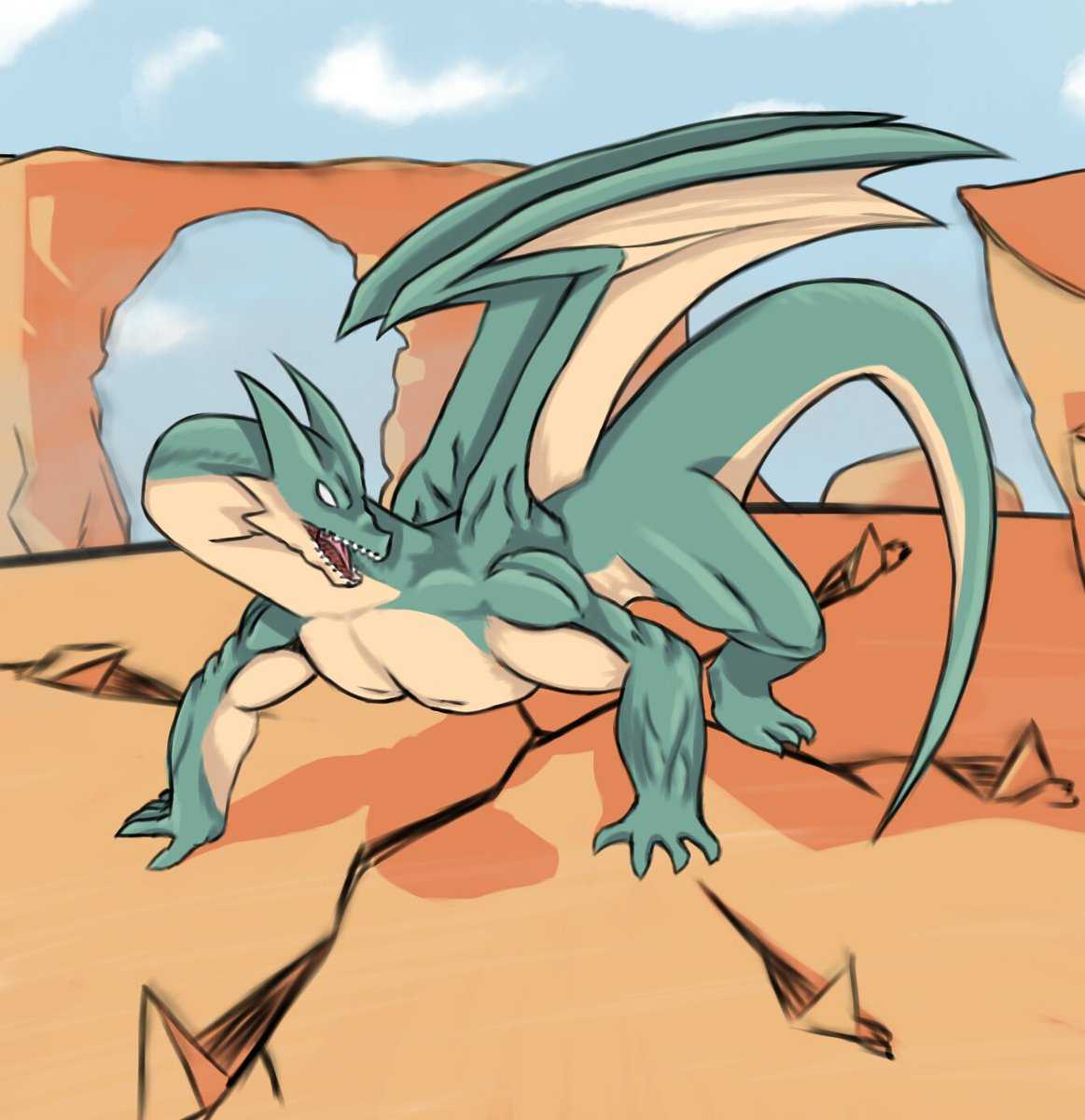DragoniarB's tweet photo. Luego de mucho tiempo sin dibujar un dragón, aquí esta un dragón verde, creo que me quedo bien https://t.co/Q2b86Srakp