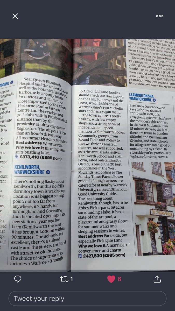 KenXmasLights19's tweet photo. Great to see Kenilworth mentioned in top 3 places in Midlands in in today's @thesundaytimes #bestplacestolive - well done to all the businesss, people, community groups &amp; special mention to all the schools 👏👏 https://t.co/auhG9XsagL