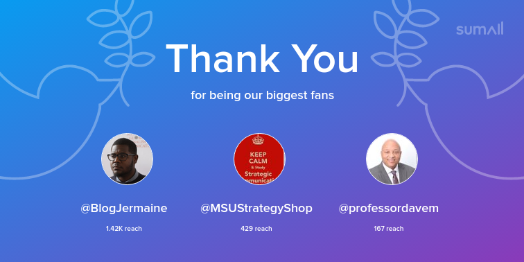 _Trinityagency's tweet photo. Our biggest fans this week: @BlogJermaine, @MSUStrategyShop, @professordavem. Thank you! via https://t.co/0996VrjFJt https://t.co/rb2xpUEb65