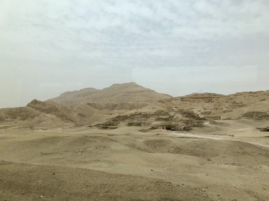 4- Because of the extra cost, there were no visitors. For several minutes I stood alone in an alcove and felt the same wonder as the first time. It’s my favorite experience in Egypt. Since I have no photos of the tombs, here is a shot of the Valley.  #GlobetrottingLife