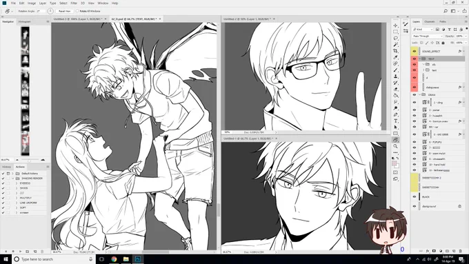 I'm happy after a long journey making comic (actually not that long lol), my style become more solid and I can do clean sketch in one try confidently TTATT

#WIP #LezhinComics #FreakQuency #webtoon 