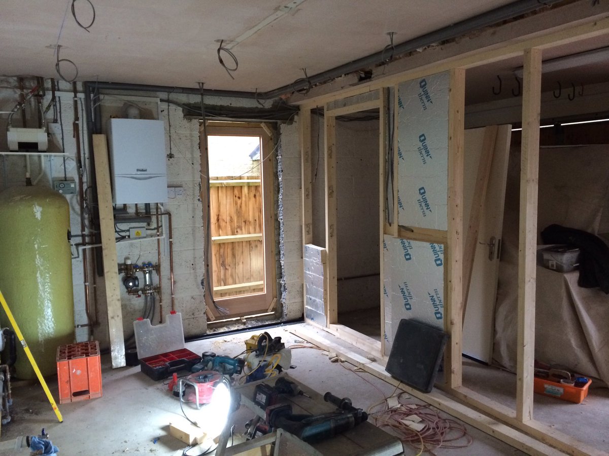 morespacegc's tweet photo. Converting a garage into a utility room. Garage conversion in Peterborough https://t.co/XkC7009N12