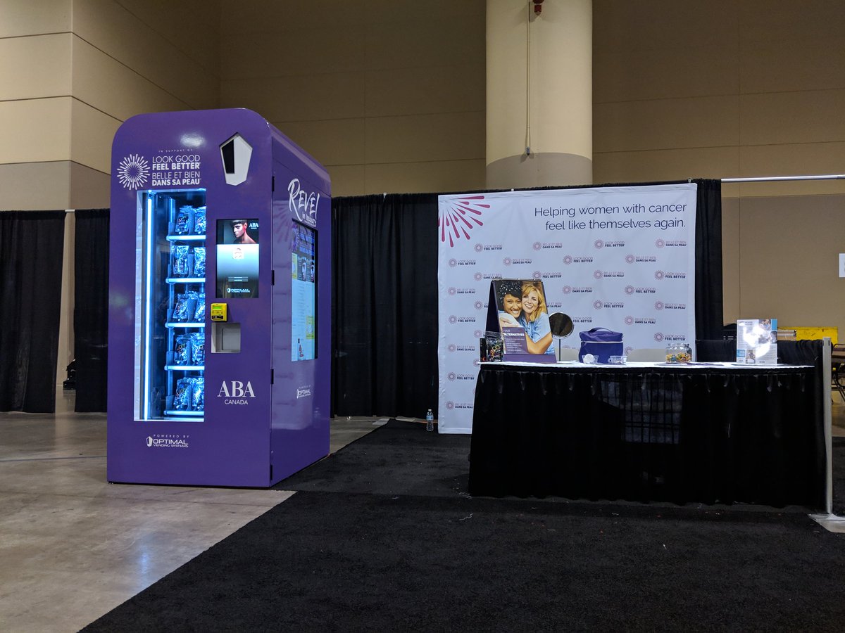 optimalstation's tweet photo. Glad to be part of a great initiative, helping all women facing all cancers look beautiful... Walk up to the machine swipe your card for a $5 donation and receive a free goodie bag at Booth 2128 at the "Revel in beauty" show. #abacanada #revel2019 #canadacup #optimal360 https://t.co/CfOEJ93iKp