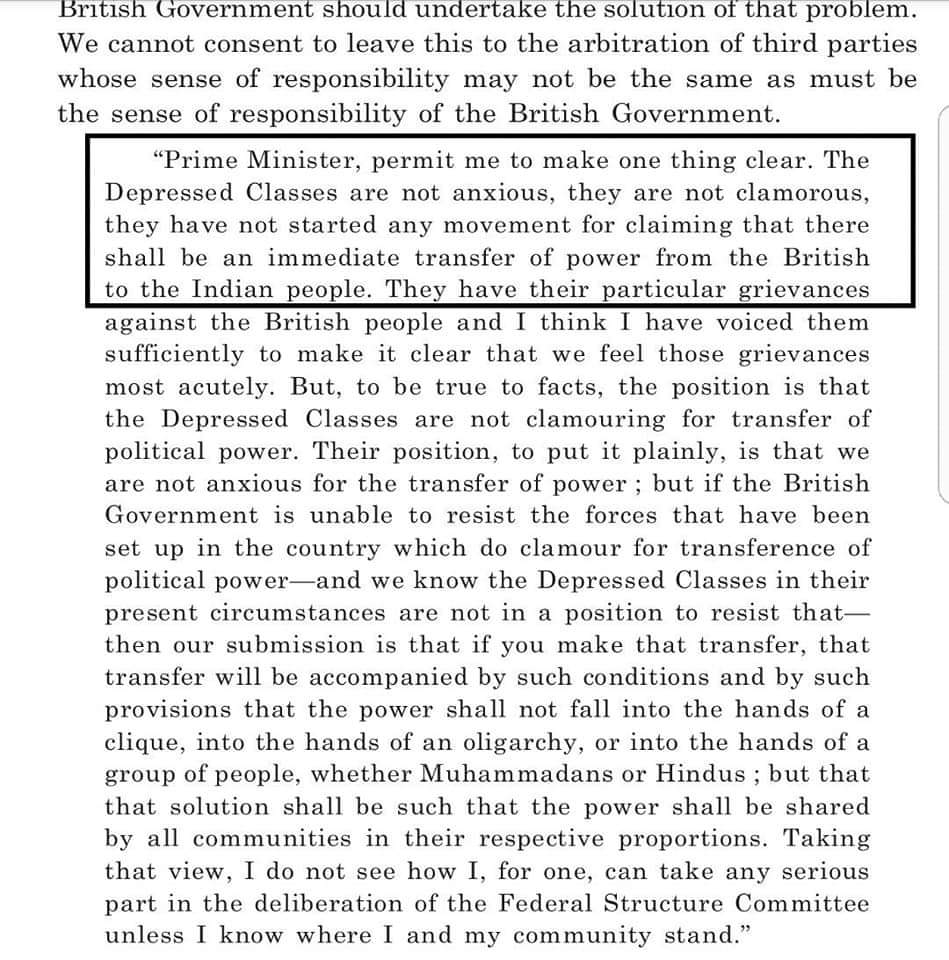 Ambedkar opposed India's freedom in his letter to Prime Minster of British India by stating that depressed classes (lower classes) are not anxious for transfer of power (India's independence). Source : Writings and speeches of Ambedkar, Vol. IX. pp. 66