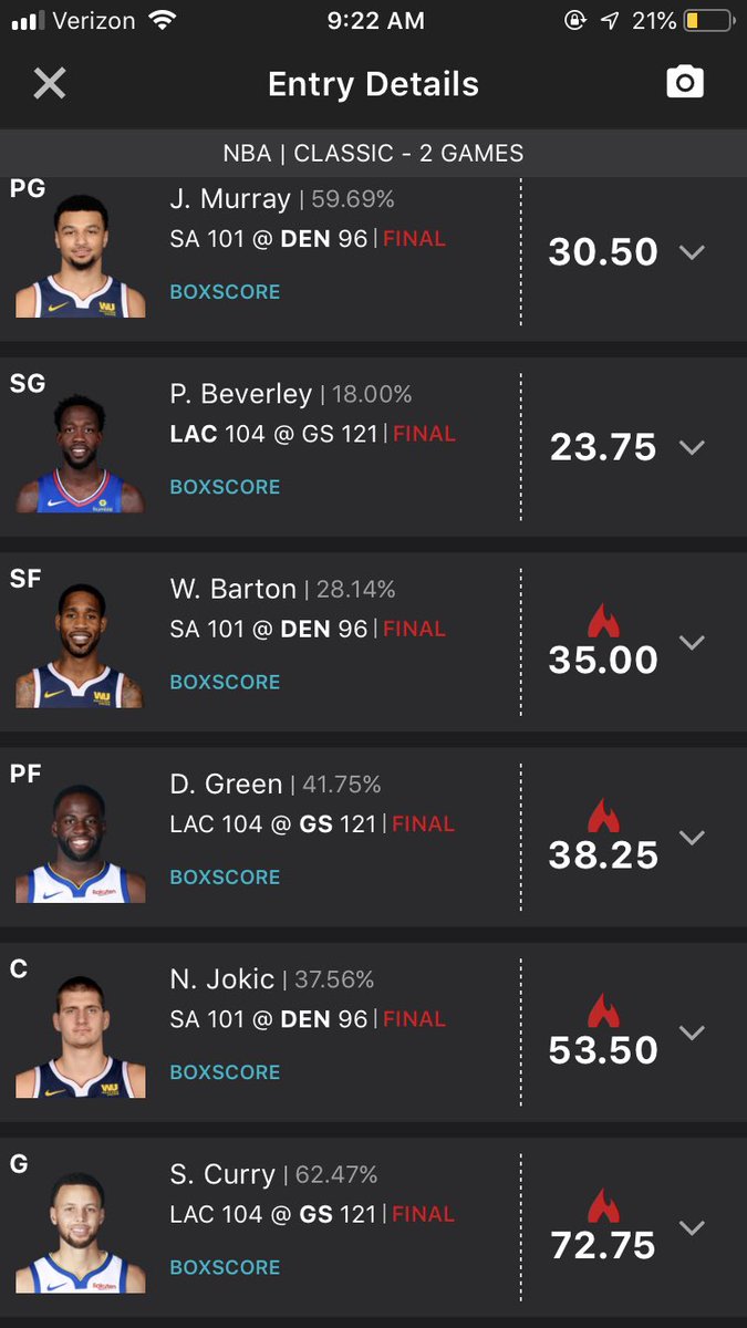 DimesJoey's tweet photo. 2 @NBA @DraftKings entry’s 1 - $0.25 showdown ...1- $0.25 -2 game classic sleight #smallprofits https://t.co/0k9V6O1Ct9