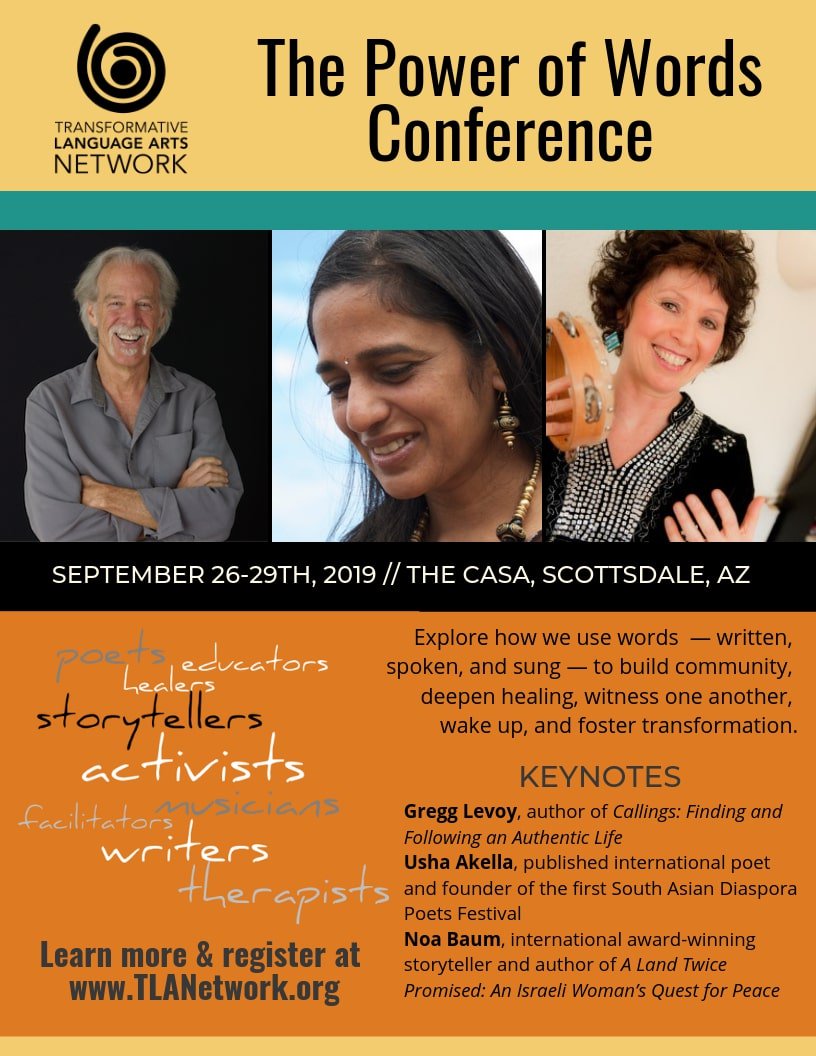 TLANetwork's tweet photo. Join us September 26-29th in Scottsdale, Arizona for the 16th annual Power of Words Conference to explore how we can use our words — written, spoken, or sung — to make community, deepen healing, witness one another, and foster transformation. #POW19 #transformativelanguagearts https://t.co/zetIN2suN5