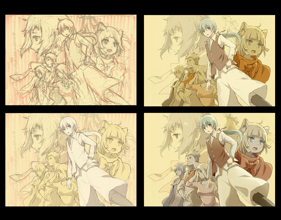 ひとまず1話目が終わったので、ハックさんの初期拍手に使っていた3章イメージイラストの途中経過をつなげておきます。(拍手に設定したときは、仕様上小さいサイズになってしまってたので)