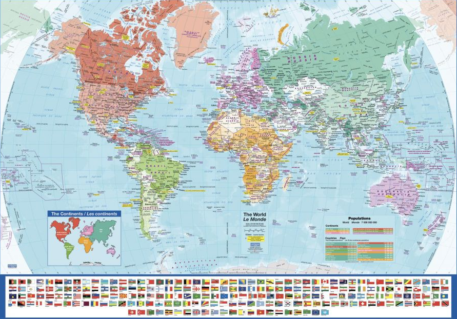 MapTrove's tweet image. A comprehensive map of the world with flags is a classic way of exploring the world! 
The large size (54 x 37.5 in) of the map makes it an alluring home decor. 
#frenchmap #wallmap #worldmap
bit.ly/2UdTq9c